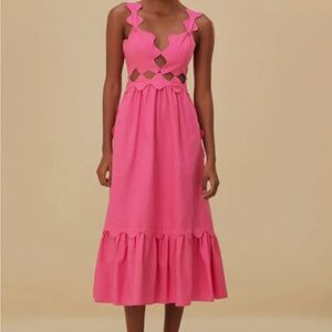 Farm Rio Pink Maxi/Midi Cutout Dress
